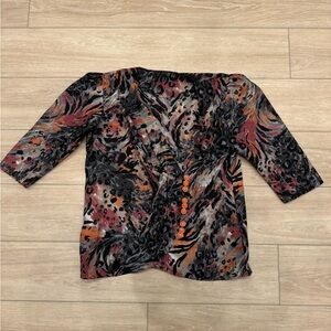 1980’s Vintage Rainbow Muted Leopard Cheetah Button DownBodice Mid Sleeve Blouse